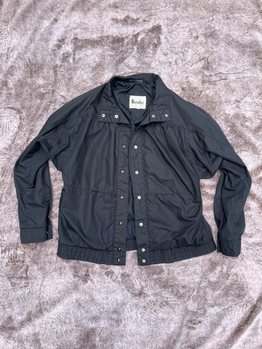 True Vintage Black Dolman Sleeve Windbreaker Jacket Size Small